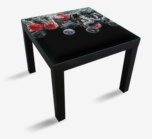 Wallario Glasplatte, Schutzplatte 55 x 55 cm - geeignet für IKEA Lack Tisch, für Beistelltisch/Couchtisch, Waldfrüchte im Wasser