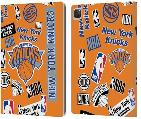 Head Case Designs Offizielle NBA Sticker-Collage New York Knicks Leder-Wallet-Hülle Kompatibel mit Apple iPad Pro 12.9 2020/2021/2022