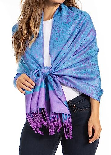 Sakkas 70 X 28 Paisley Selbst-Design Schal/Wrap/Stole - Türkis/Lila