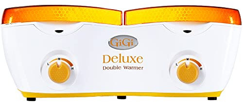 GiGi Deluxe Double Wax Warmer - Hair Removal Waxing Kit Heater, Dual Pot Design, Adjustable Temperature Control, Salon & Home Use, 14 oz (2) Wax Can