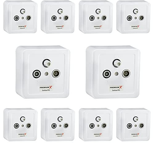 PremiumX 10x PX3 Antennendose 3-Fach Enddose Antennen-Dose Einzel und Stichleitungsdose Aufputz Unterputz SAT-TV-Radio HD Multimediadose