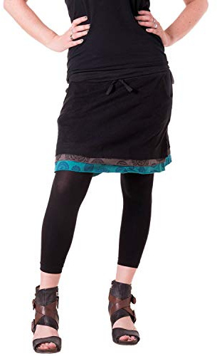 Vishes - Alternative Bekleidung - Kurzer Lagenlook Rock aus Baumwolle - mit Taschen zum Binden