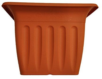 Edco Pot 28 cm x 21 cm pot de fleurs carré en plastique en polyrésine – Orange