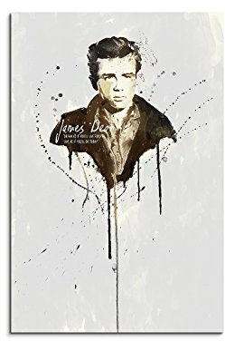 Paul Sinus Art James Dean 90x 60cm Keilrahmenbild Kunstbild Aquarell Art Wandbild auf Leinwand fertig gerahmt Original Unikat