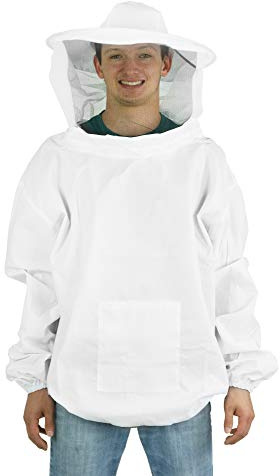 VIVO Professional White Extra Large Beekeeping Suit, Jacket, Pull Over, Smock with Veil BEE-V105XL