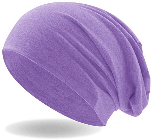 Hatstar® Klassische Slouch Long Beanie Mütze | leicht und weich | für Damen und Herren | Übergangsmütze für Frühling und Sommer (Flieder)