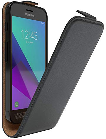 EAZY CASE Hülle kompatibel mit Samsung Galaxy Xcover 4 Hülle Flip Cover zum Aufklappen, Handyhülle aufklappbar, Schutzhülle, Flipcover, Flipcase, Flipstyle Case vertikal klappbar, Kunstleder, Schwarz