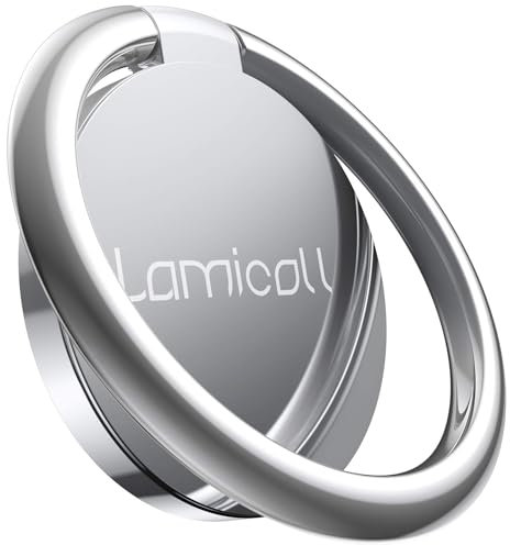 Lamicall Phone Ring Holder, Universal Ring Stand - 360 Adjustable Handy Finger Ring Grip Sturdy Mobile Phone Loop for iPhone 16 15 14 13 12 11 Pro Max Mini Xs XR X 8 7 6S Plus SE, 4~8 phones - Silver