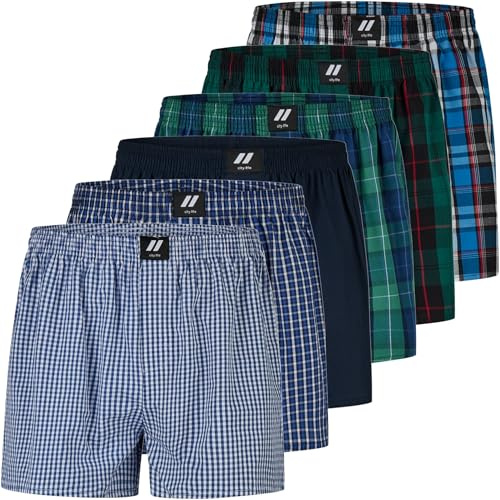 City Life 6er Pack Herren Boxershorts 100% Baumwolle - Atmungsaktive Webboxer, bequem & trocknergeeignet, S-4XL, Farbe:Mehrfarbig (Classic Multicolour 3 C-6-3), Grösse:3XL