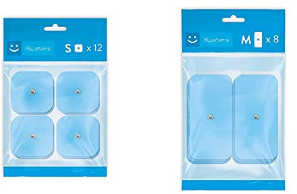 Bluetens Tens/EMS Elektroden M8 Bluepack 8 M, ELEC0801 & Tens/EMS Elektroden S12 Bluepack 3 x 4er Set Ersatz, ELEC1201