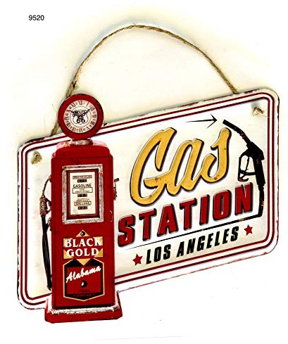 DiiliHiiri Cartel de Chapa Placa Retro Letrero Estilo Vintage Metal para Decoración Hogar (Gas Station Los Angeles)