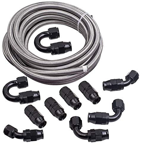 maXpeedingrods 20FT/6M Stainless Steel PTFE Fuel Line 10AN AN-10 Fitting Ölkraftstoff Linie