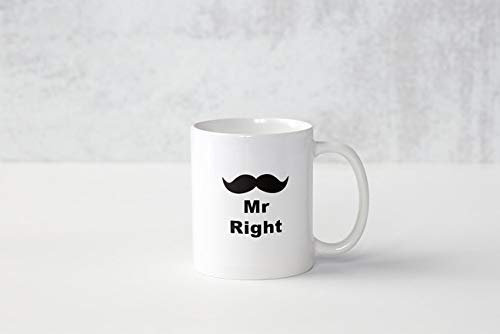 Mr Right Novelty Tea Coffee Mugs Cups Perfect for Valentines Day Weddings Birthdays Gifts or Anniversary Celebrations