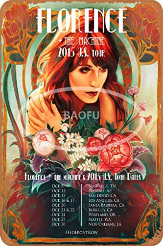 Keviewly Florence and The Machine Iron Painting Wall Poster Metal Vintage Band Tin Signs Retro Garage Plaque Dekorative Wohnzimmer Garten Schlafzimmer Büro Hotel Cafe Bar