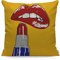 WONDERTIFY Kissenbezug, Motiv: rote Lippen, Lippenstift, Pop-Art-Überwurf, Kissenbezug für Couch, Heimdekoration, Orange, 45 x 45 cm