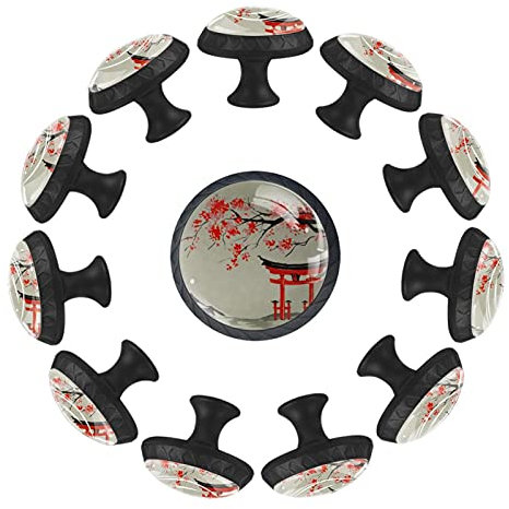 Schubladenknöpfe im japanischen Retro-Stil, rund, 35 mm, für Schlafzimmer, Kommode, Kinderzimmer, Spielzimmer, 12 Stück