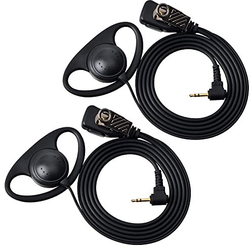 HYS D Shape Talkabout Earpiece 2.5mm Headset Compatible with Motorola TLKR T6 T7 T8 T9 T60 T61 T80 T81 T82 T92 H2O 1 Pin Two Way Radio(2 Pack)