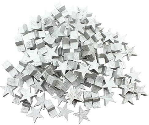 Streudeko 3D Holzsterne Sterne Streusterne aus Holz, Tischdekoration, elegante und moderne Dekoration für Weihnachten, Geburtstag, Hochzeit, Silvester (100 Stück Ø 20 mm x 8 mm, Silber)