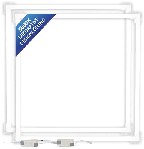 LECOM 2x LED Rahmenpanel Deckenleuchte 62x62 4000lm 5000K 100lm/W Hell Tageslicht Modernes Beleuchtungslösung