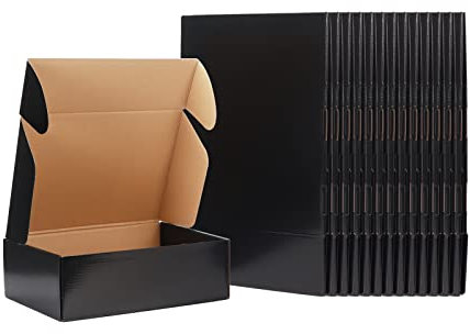 EXYGLO 12x9x4 shipping Boxes 20 Pack, 305x229x102 mm Black Gift Boxes for Packaging, Medium Cardboard Postal Box Mailers for Posting Mailing Small Business