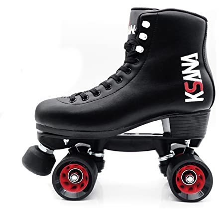 MHXZKHL Rollschuhe Zweireihig Blitz Four Wheels Classic High-top PU Leder Beleuchtung Rollschuhe Schuhe Für Anfänger Damen Herren Jungen Mädchen Indoor Und Outdoor,Black-43