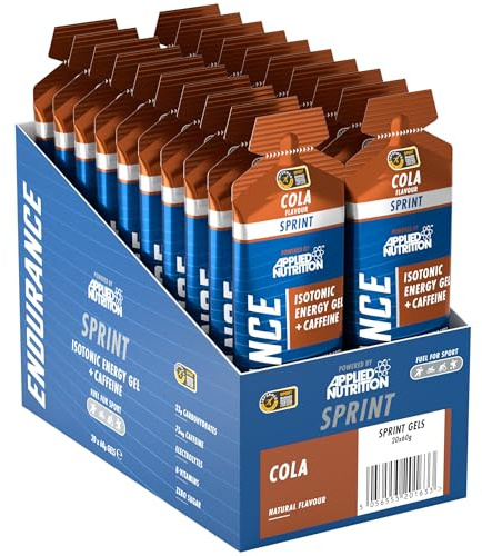 Sprint | Energy Gel with Caffeine | Easy to Digest | Improves Alertness & Concentration | Zero Fat Zero Sugar | 23g Carbohydrates + Electrolytes & B-Vitamins (Pack of 20 x 60 gram) (Cola)