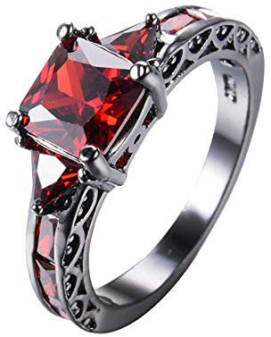 luoluoluo Damen Ringe Schwarzgold Quadratischer Zirkon Ring Kupferlegierungsring Antragsring Jubiläum Ehering Ringe Schmuck Geschenk