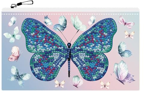 DIAMOND DOTZ DOTZIES 2592616 Original 5D Diamond Painting Etui Set, Schmetterling, Kreativ-Kit für DIY Mäppchen mit Glitzersteinen, Diamanten-Bastelset für Kinder ab 6 Jahren