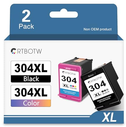 CRTBOTW 2 Stück 304 kompatible Tintenpatronen Ersatz für HP 304XL 304 XL Hohe Ergiebigkeit (Schwarz und Farbe) für Desktop 2620 2625 2630 2635 2655 3700 3720 3755 Envy 5010 5020 5052 5055
