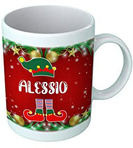 Tazza Natalizia Personalizzata NOME Elfo Elf Giullare Natalizio Gadget Natale Simpatica Tazze Simpatiche Divertente Regalo Originale