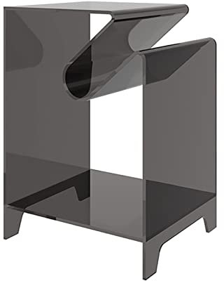 CHEMYO Glas-Beistelltisch, durchsichtiger gebogener moderner Kleiner Beistelltisch für Zuhause, Büromöbel, Glas-Beistelltisch für Wohnzimmer, Glas-Nachttisch für Schlafzimmer,Grau