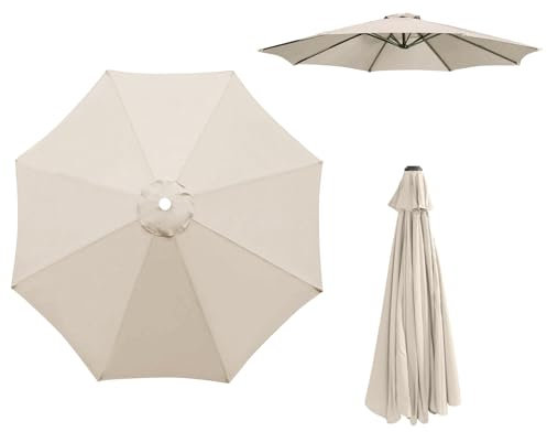 HSJKWPT Ersatzdach für Terrassenschirm, Baldachin Ersatzbezug für Sonnenschirm 2,7 m/3 m+6 Arme/8 Arme Sonnenschirm Ersatzbezug für Gartenschirm (Beige-2,7 m + 8 Arme)