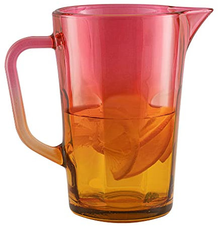TREND FOR HOME Carafe Eau 1l Pichet en Verre à Jus avec Anse Cruche en Verre pour Boissons 1 Litre Carafe Verre Carafe d'Eau Pichet Lait Vase à Fleurs 19 cm Verre Coloré | Gigi Magical Sunrise