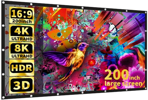 GHKJOK 200 Large Foldable Washable Movie Theater Projector Screen
