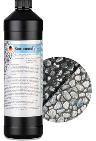StoneprotecT SPBLUE Stein-Reiniger Konzentrat 1L | Gegen Umweltschmutz | Made in Germany | Steinreinigung für bis zu 100m² | Für Pflaster-Steine, Beton-Platten, Fassaden, Dächer & Holz