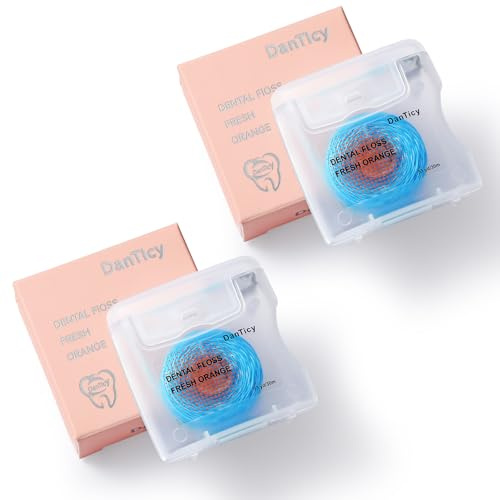 Kokosnuss-Öl infundiert gewebte Zahnseide, Deep Clean Natural Vegetable Waxed Floss, Extra Wide Cleaning and Slides Smoothly & Easily, PFAS Free | Orange Flavored (33 Yds x 2 Unit)