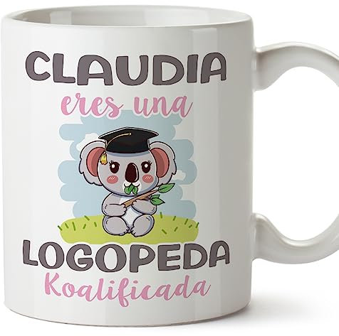 MUGFFINS Tazas Personalizadas para LOGOPEDA - En Español - Koalificados Personalizados - 11 oz / 330 ml - Regalo Personalizable original y divertido