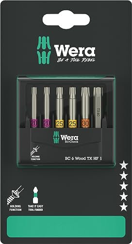 Wera 05073639001 Bit-Check 6 Wood TX HF 1 SB, Bit-Satz, 6-teilig