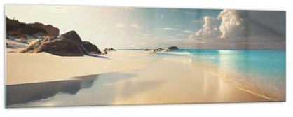 Panorama Bilder auf Glas 160x50cm Glasbild Wilder Strand Ozean Rand Groß XXL Wanddeko Bild im Glas Schlafzimmer Küche Wandbilder Dekoration Wohnzimmer Modern Wand Kunstdruck Art GAB160x50-6016