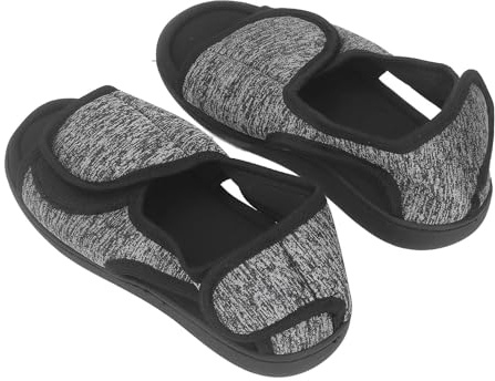 1 Paar Diabetiker-Schuhe für Herren Extra Breit Rutschfest Gestrickt Plüsch Verstellbare Diabetiker-Hausschuhe für ältere Menschen Schwangere Frauen Geschwollene Füße (XL)