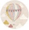 RugVista Balloon Ride Teppich, Kinderzimmerteppich, ∅ 150 cm, Rund, Kinderteppich für Kinder, Polypropylene, Spielteppich Babys Junge Mädchen, Keine schädlichen Stoffe, Beige/Rosa