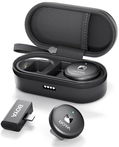 BOYA OMIC-D Lavalier Microfono iPhone Senza Fili Mini iPhone iPad Microfono Esterno Cellulare Vlog Podcast Live Streaming, Plug Play Microfono Senza Fili