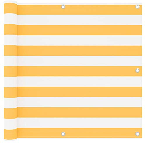 ZEYUAN Écran de Balcon Blanc et Jaune 90x600 cm Tissu Oxford,Brise-Vue,Brise Vue Beige,Canisse Brise Vue