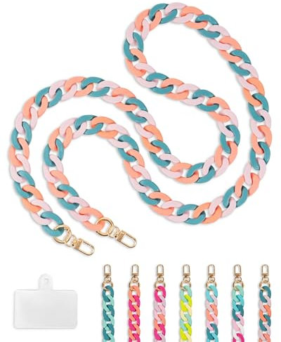 Franzy Munich Handykette Universal Handykette Perlen Handyband zum Umhängen - für alle Smartphones - 120cm lang mit goldenen Karabinern & verstärktem Patch – einzigartige, stylishe Farben