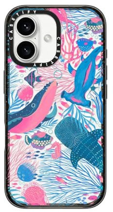 CASETiFY Impact Case für iPhone 16 [Schlank / 2,5 m, 4X Fallschutz in Militärqualität/kompatibel mit Magsafe] – Under The Sea – Transparent Schwarz