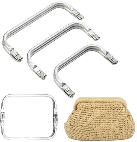 3 Pezzi Chiusura per Borsa in 3 Misure:16cm,18cm,22cm.Chiusura a Bacio per Borse. Borsa a Forma di U Manico Interno.Manico Borsa Cornice per Uncinetto.Borsa in Alluminio a Forma di Uper Borsa