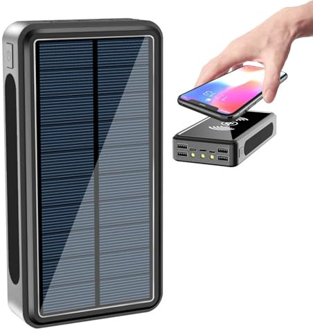 Banque d'énergie Solaire – Chargeur Solaire Portable | Chargeur de téléphone 30000 MAh, lumière LED de Grande capacité pour Le Camping, Pique-Nique en Plein air, Camping