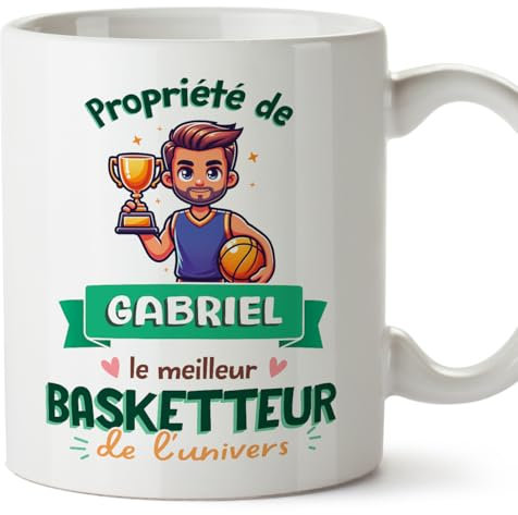 Mugffins Tasses Personnalisables pour BASKETTEUR homme - En Français - Cadeau Personalisé- Propriété de - 11 oz / 330 ml