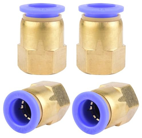 4 Stück 12mm Rohr-Außendurchmesser x 1/8 PT-Innengewinde gerade Verschraubung Pneumatik-Adapter Push In Anschluss Industriequalität Steckanschlüsse Inline-Pneumatik-Anschlussfittings