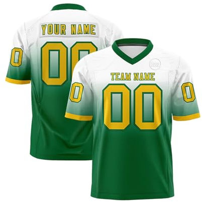 Personalisiert American Football Trikots Individuelle Printed Nummer Name Logo Spieltrikots für Kinder Erwachsene Custom Football Jersey Men Women Sports Uniform Atmungsaktiv T-Shirt,Dark Green